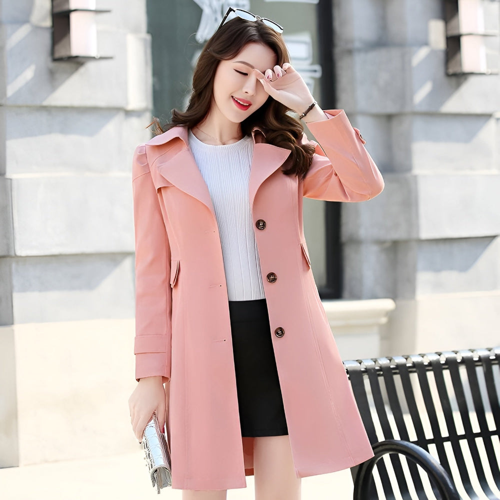 Women's Trench Coat Stylish Lightweight Versatile Jacket 4