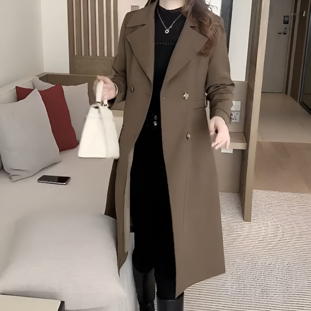 Women's Trench Coat Women Elegant Warm Wool 3