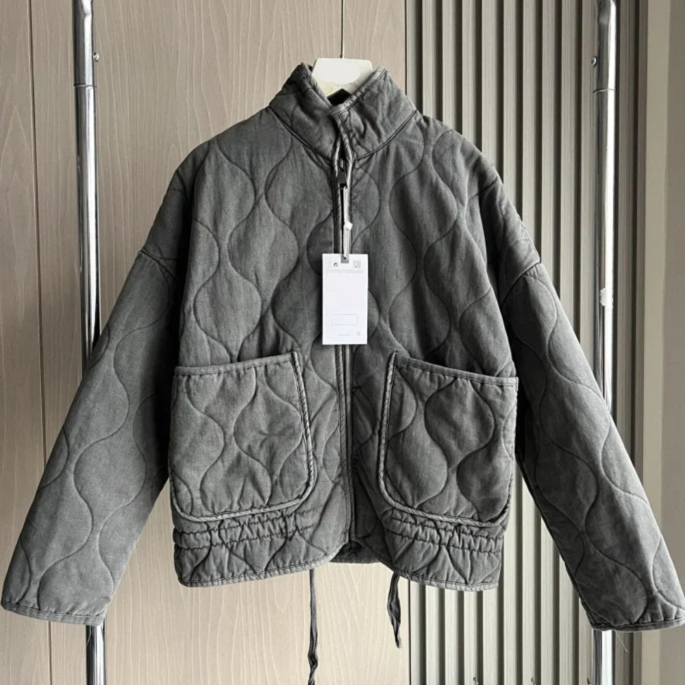 Women's Vintage Quilted Jacket Warm Insulated Fall Winter Outerwear 6