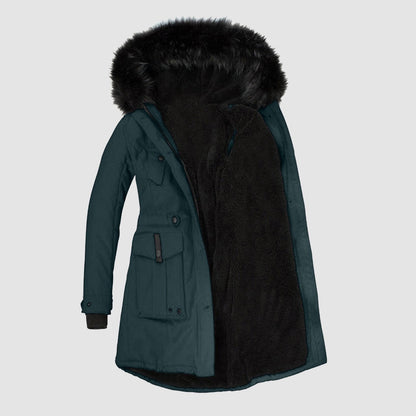 Women's Warm Winter Parka Coat - Hooded Faux Fur Lined