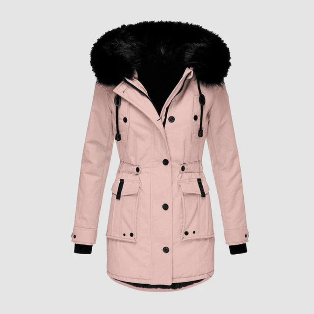 Women's Warm Winter Parka Coat - Hooded Faux Fur Lined