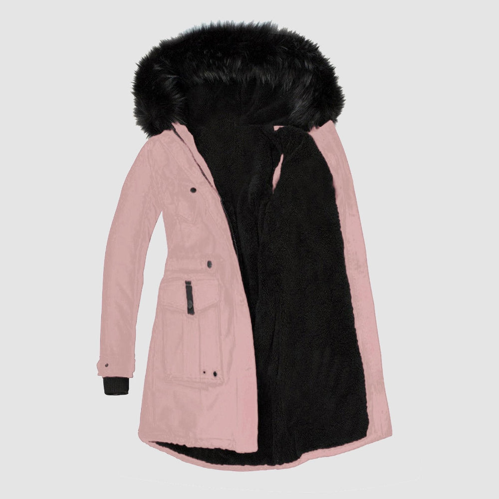 Women's Warm Winter Parka Coat - Hooded Faux Fur Lined