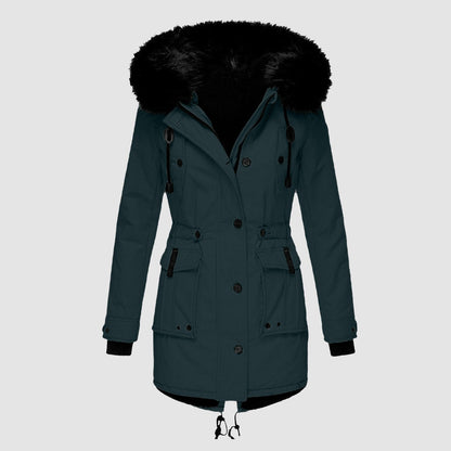 Women's Warm Winter Parka Coat - Hooded Faux Fur Lined