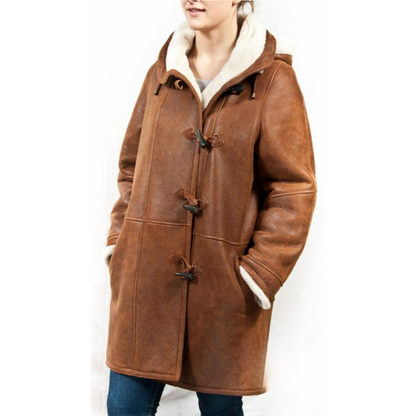 Women's Winter Coats Hooded Long Jacket Shearling Lined Style 3