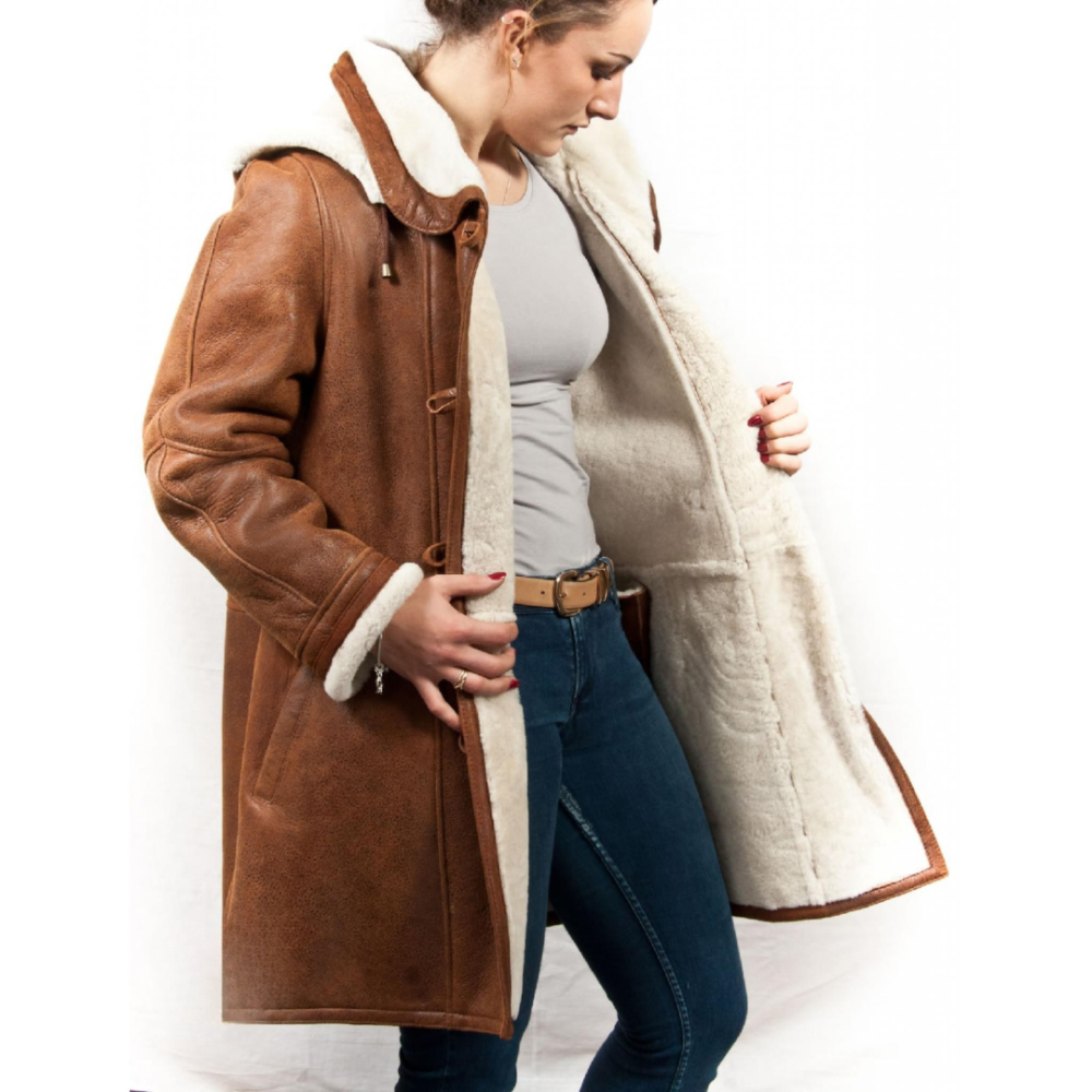 Women's Winter Coats Hooded Long Jacket Shearling Lined Style 4