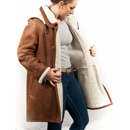 Women's Winter Coats Hooded Long Jacket Shearling Lined Style 4