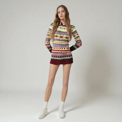 Women's Winter Knitted Dress - Long Sleeve Mini