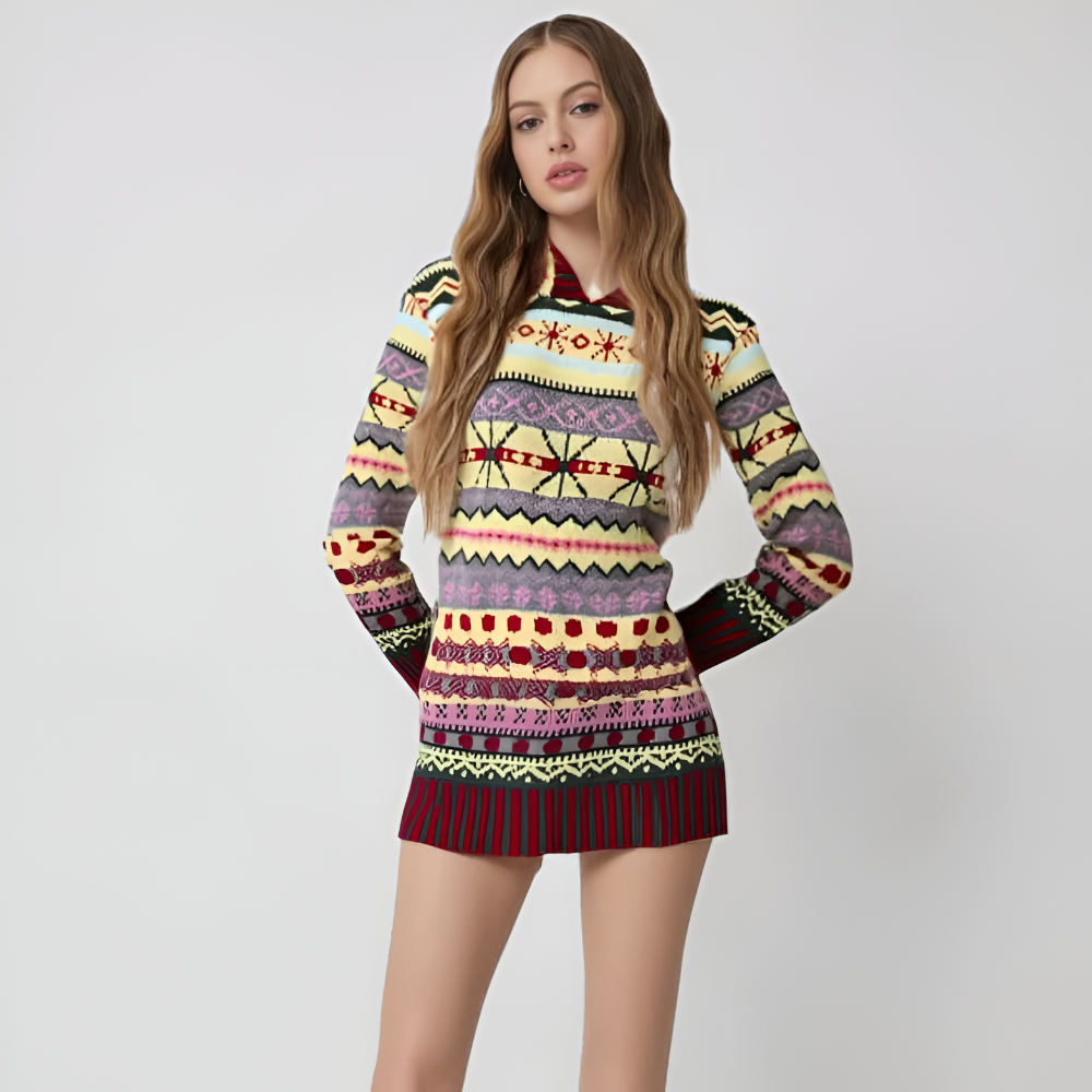 Women's Winter Knitted Dress - Long Sleeve Mini