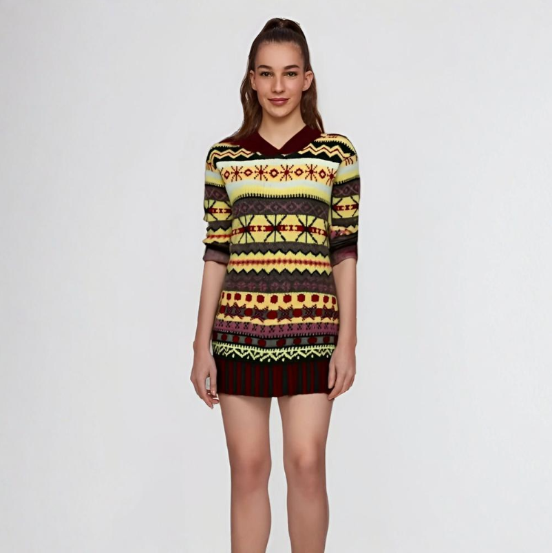 Women's Winter Knitted Dress - Long Sleeve Mini