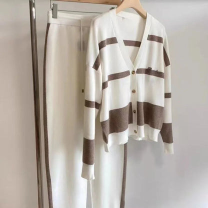 Women's Wool Cardigan Sweater Set Elegant Outfit 5