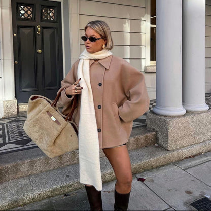 Women's Wool Coat Oversized Trendy Fall Outerwear 4