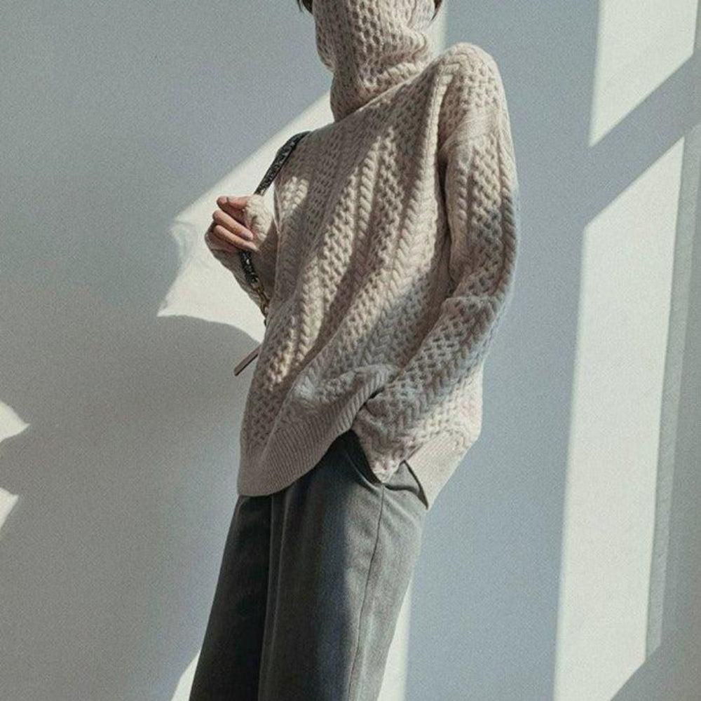 Women's Wool Turtleneck Sweater Cozy Layer Winter Style 9