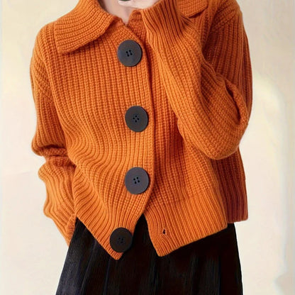 Women's Oversized Chunky Knit Cardigan - Button Front Winter