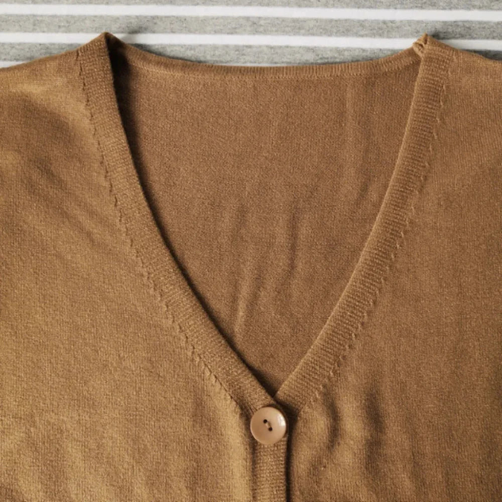 Women's Oversized Knit Cardigan - Long Sleeve Button Up