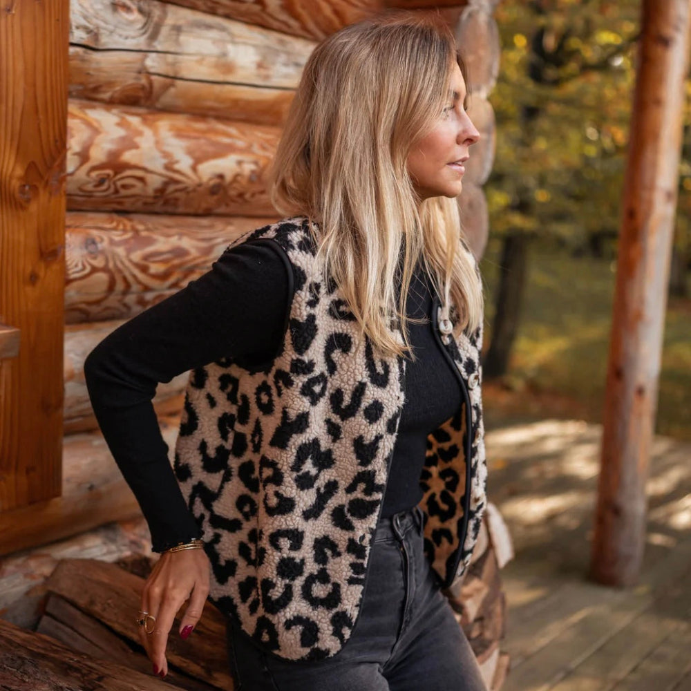 Womens Vest Leopard Print Sleeveless Layering Top Fashion Stylish 1