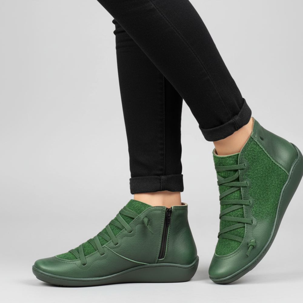 Women's Leather Ankle Boots - Handmade Flat Zipper Shoes