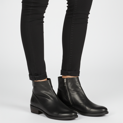 Women Leather Ankle Boots - Handmade Zipper Flat Shoes