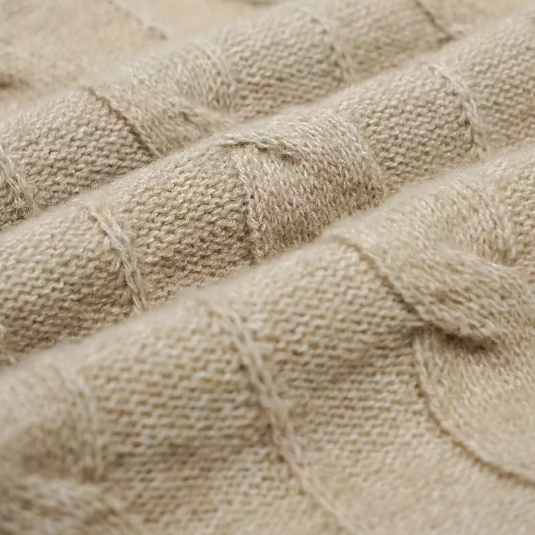 Women Oversized Cable Knit Jumper | Chunky Crew Neck Long Sleeve