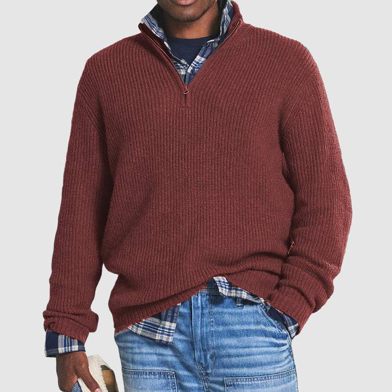Men’s Warm Stylish Quarter Zip Sweater | Long Sleeve Knitwear