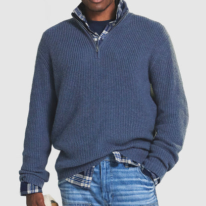 Men’s Warm Stylish Quarter Zip Sweater | Long Sleeve Knitwear