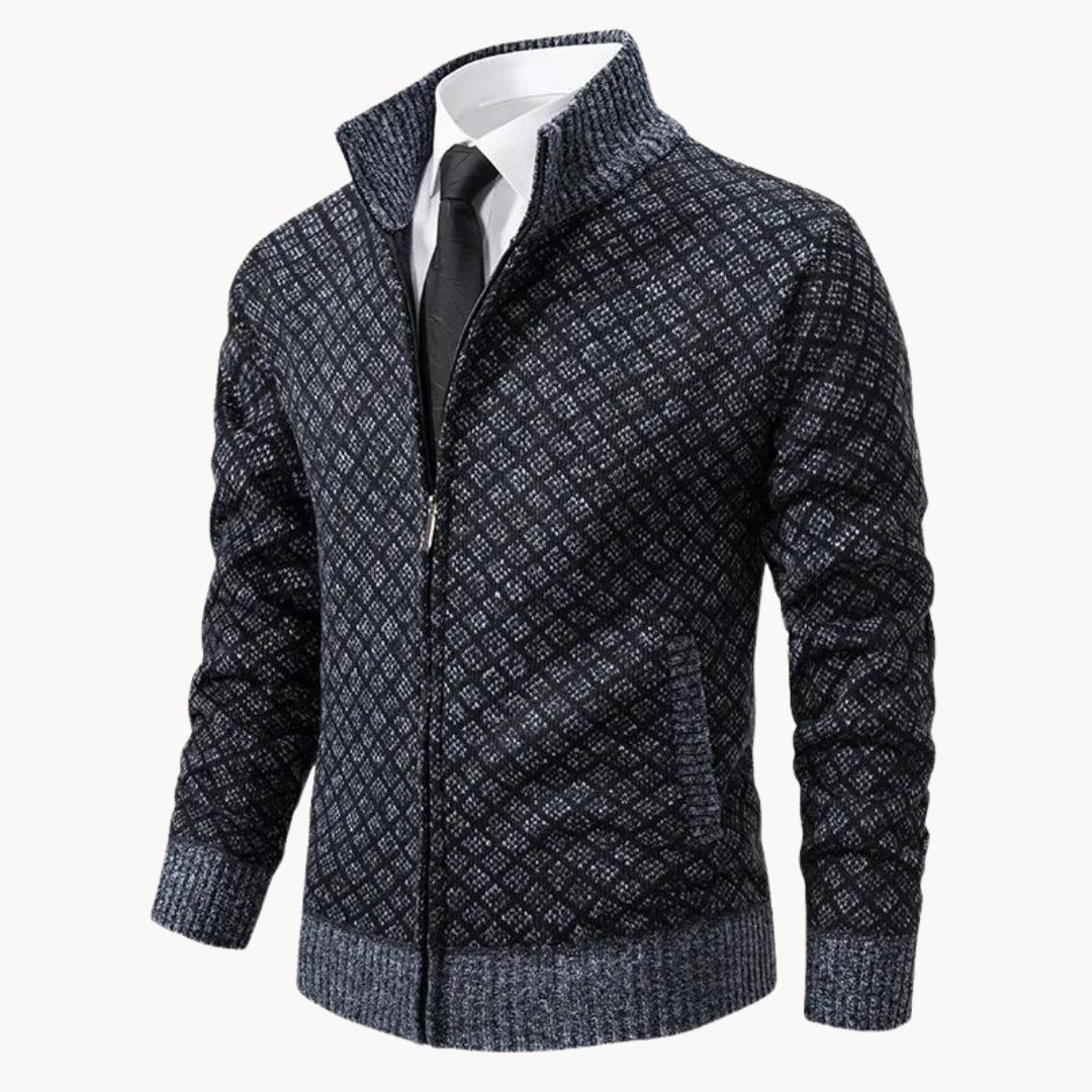 Men’s Smart Casual Full Zip Cardigan | Long Sleeve Knitwear