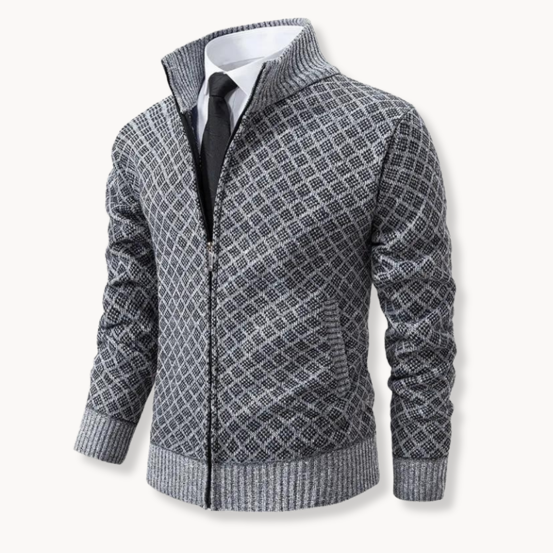 Men’s Smart Casual Full Zip Cardigan | Long Sleeve Knitwear