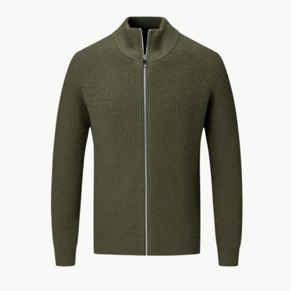 Men’s Warm Zip Up Jumper | Ribbed Knit Long Sleeve Sweater