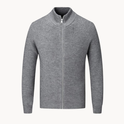 Men’s Warm Zip Up Jumper | Ribbed Knit Long Sleeve Sweater