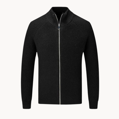 Men’s Warm Zip Up Jumper | Ribbed Knit Long Sleeve Sweater