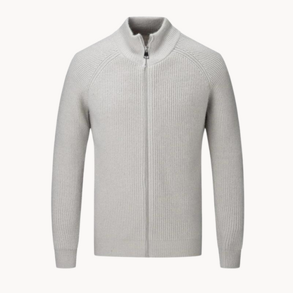 Men’s Warm Zip Up Jumper | Ribbed Knit Long Sleeve Sweater