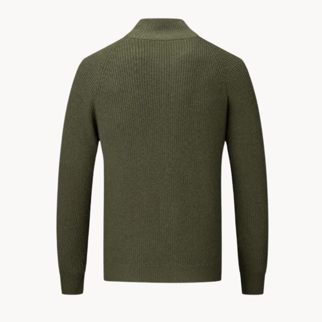Men’s Warm Zip Up Jumper | Ribbed Knit Long Sleeve Sweater