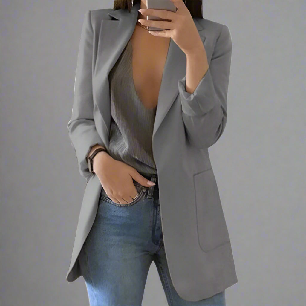 Women’s Casual Blazer | Longline Open Front Smart