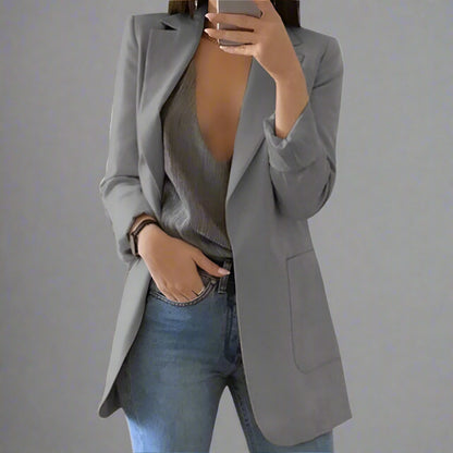 Women’s Casual Blazer | Longline Open Front Smart