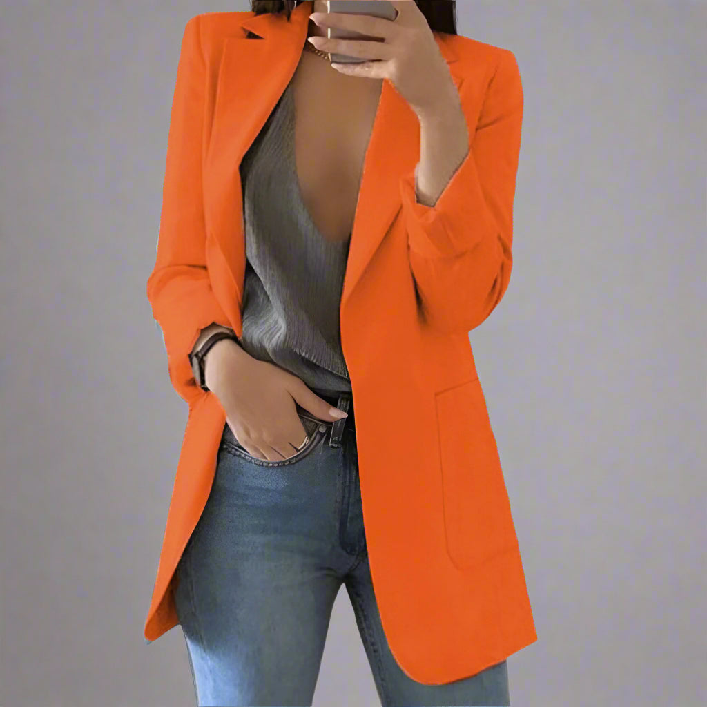 Women’s Casual Blazer | Longline Open Front Smart