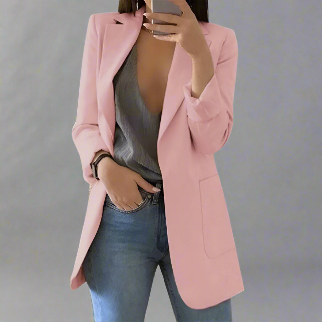 Women’s Casual Blazer | Longline Open Front Smart
