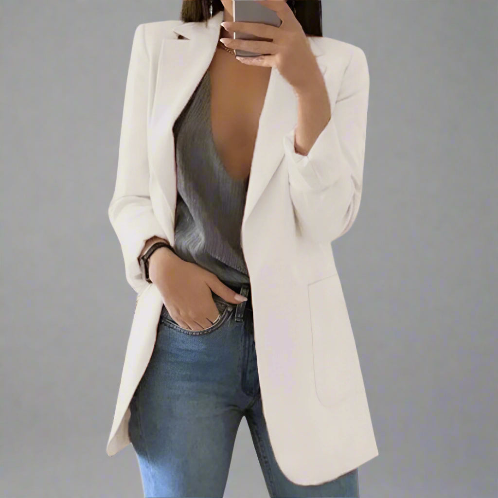 Women’s Casual Blazer | Longline Open Front Smart