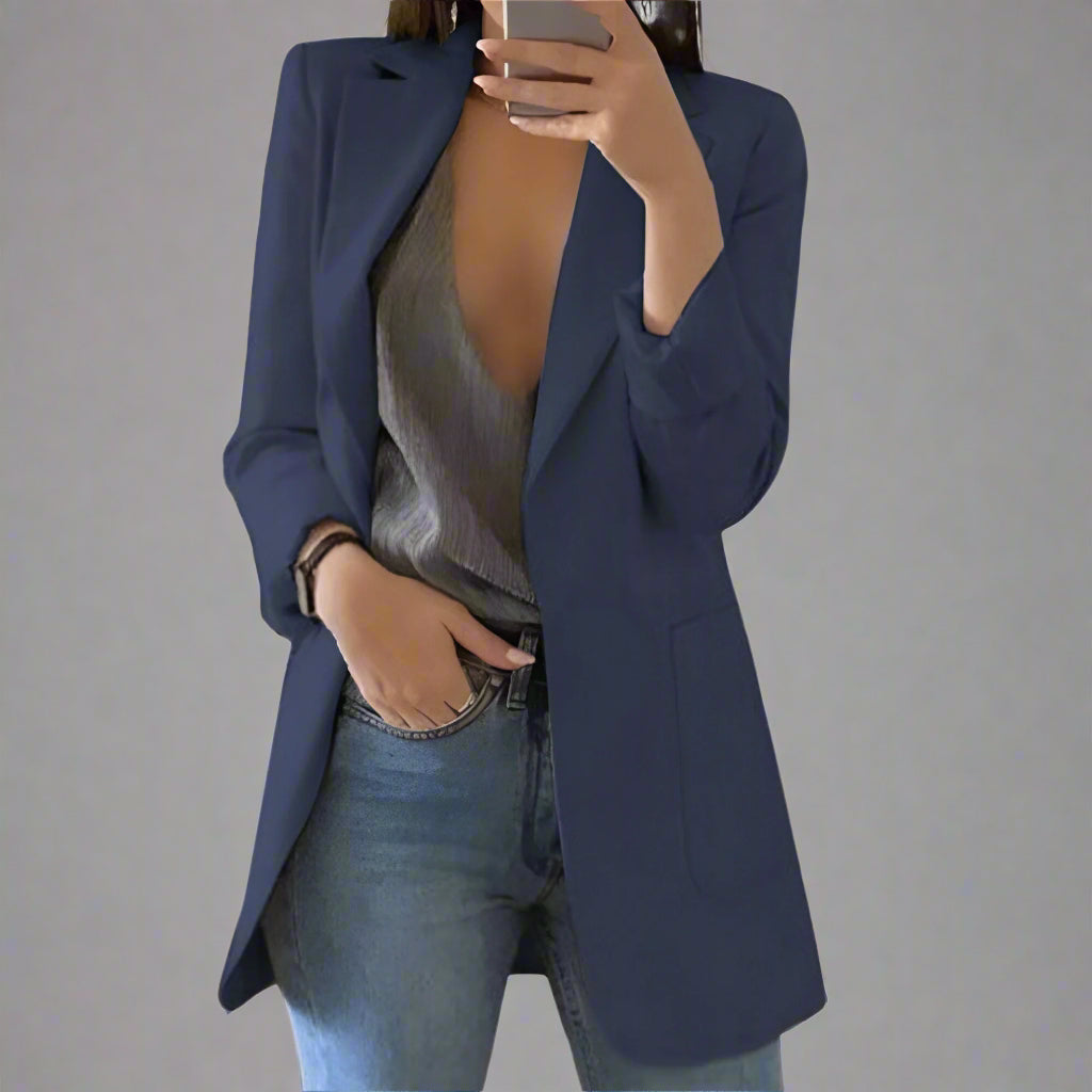 Women’s Casual Blazer | Longline Open Front Smart