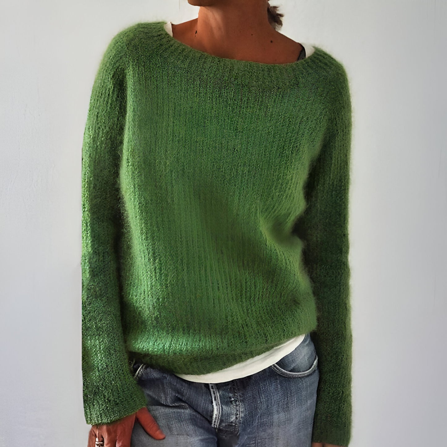 Women Oversized Knitted Jumper | Cozy Warm Long Sleeve Crew Neck Sweater