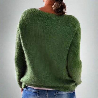 Women Oversized Knitted Jumper | Cozy Warm Long Sleeve Crew Neck Sweater