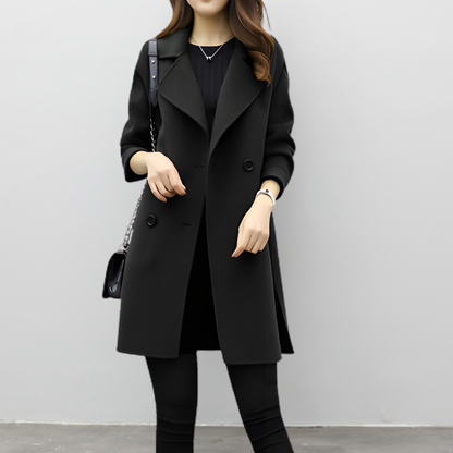 Women's Double Breasted Long Trench Coat - Classic Style