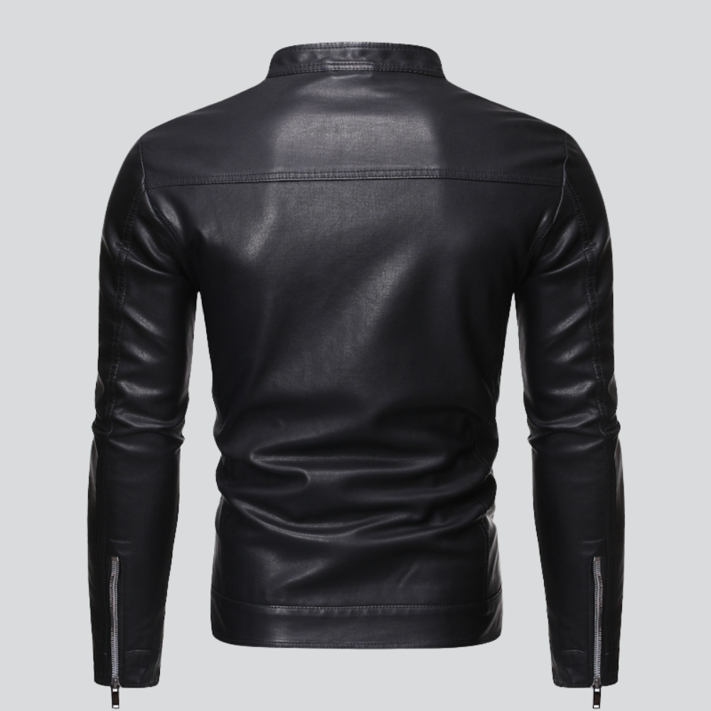Men’s Real Leather Biker Jacket | Slim Fit Zip Up
