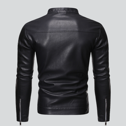 Men’s Real Leather Biker Jacket | Slim Fit Zip Up