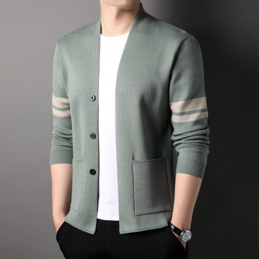 Men's Button Front Long Sleeve Cardigan - Knit Sweater