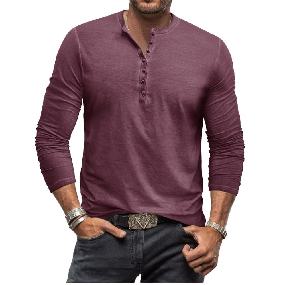 Men’s Casual Henley Shirt | Long Sleeve Slim Fit Top