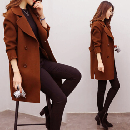 Women's Double Breasted Long Trench Coat - Classic Style