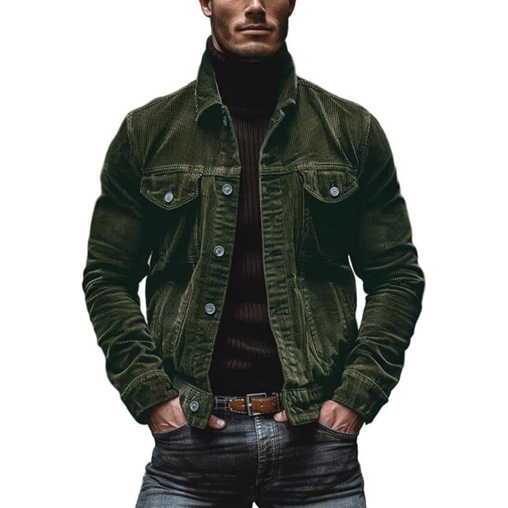 Men's Jacket Vintage Cotton Zipper Lapel Casual Wear