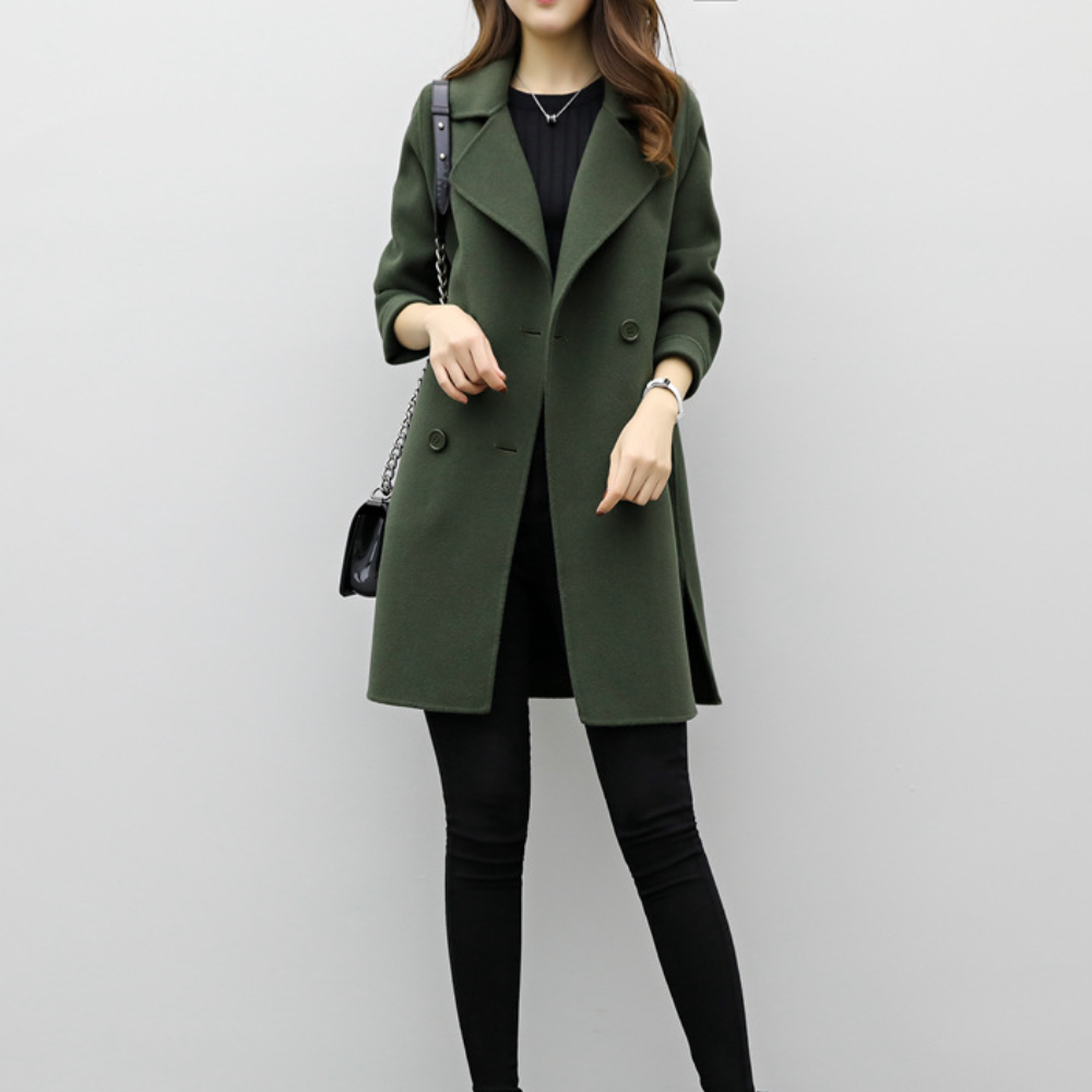 Women's Double Breasted Long Trench Coat - Classic Style