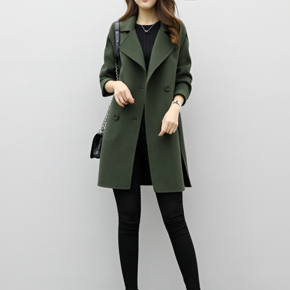 Women's Double Breasted Long Trench Coat - Classic Style