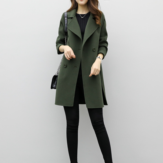 Women's Double Breasted Long Trench Coat - Classic Style