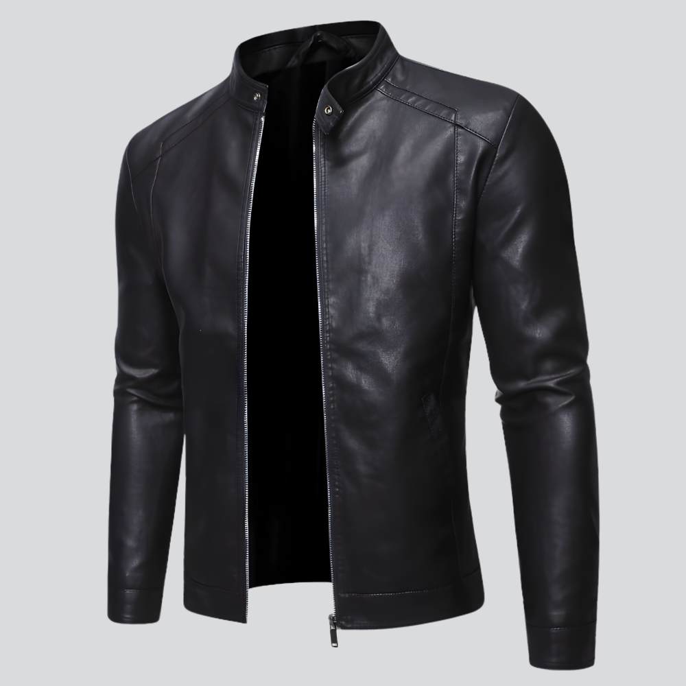 Men’s Real Leather Biker Jacket | Slim Fit Zip Up